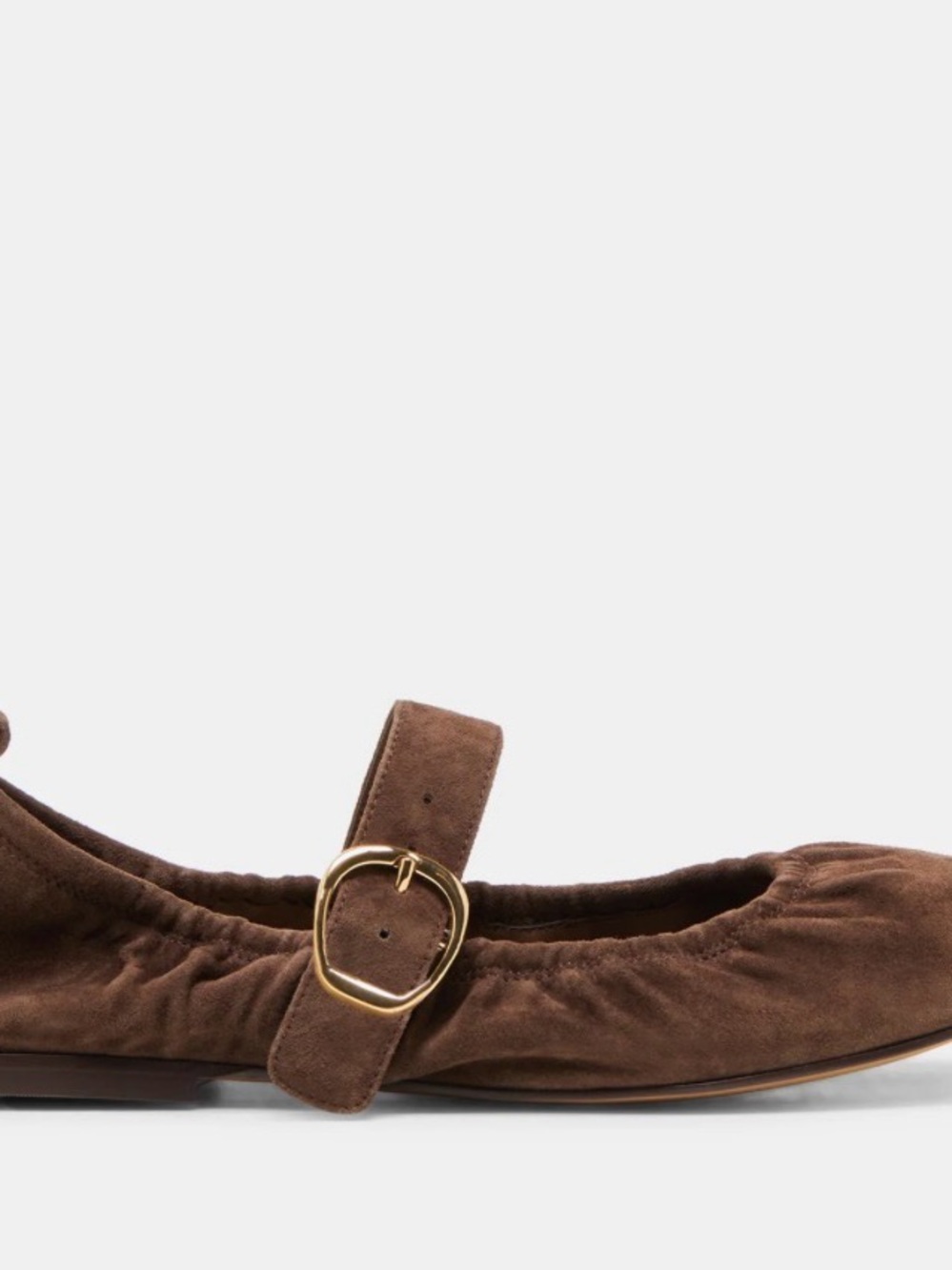 Dolce Vita Brown Suede Mary Jane Flat with Gold Buckle
